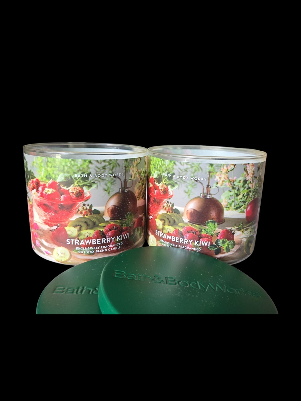 2pc Bath & Body Works Strawberry Kiwi 3-Wick Candles - NEW!!!